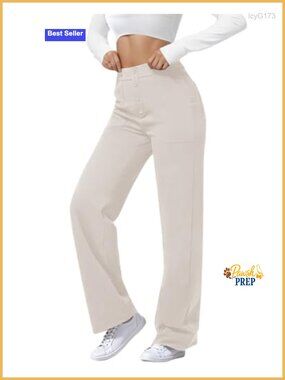 High Waisted Stretchy Pants for Women Dress Work Office Pants with Pockets